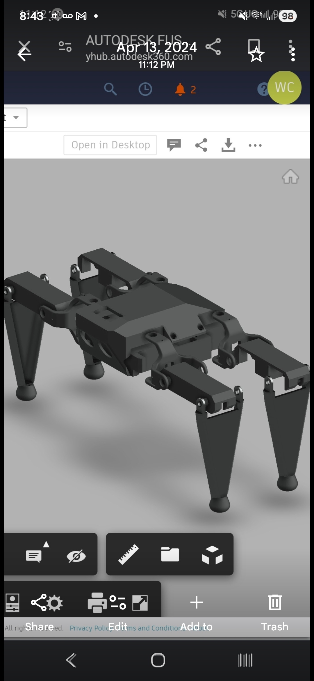 PiCrawler redesigned CAD model used for Isaac Sim